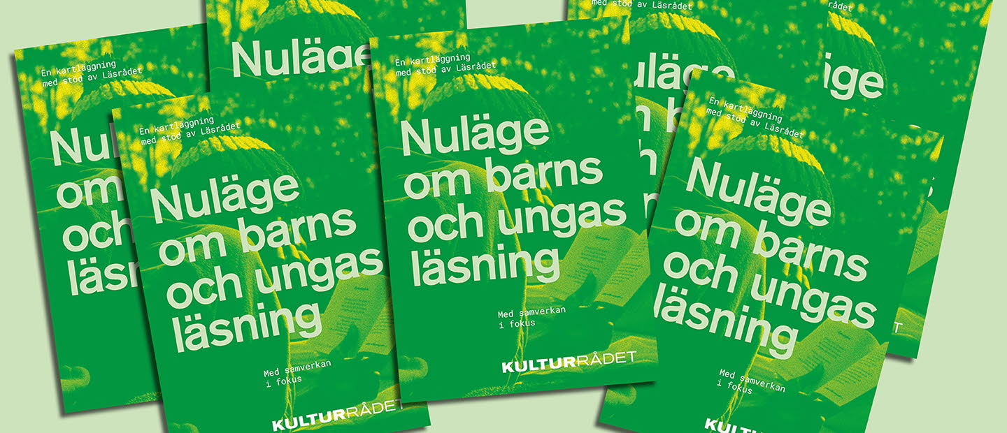 Massa omslag av rapporten Nuläge om barns och ungas läsning
