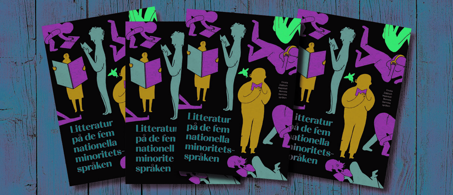 Omslag till katalogen Litteratur på de fem nationella minoritetsspråken