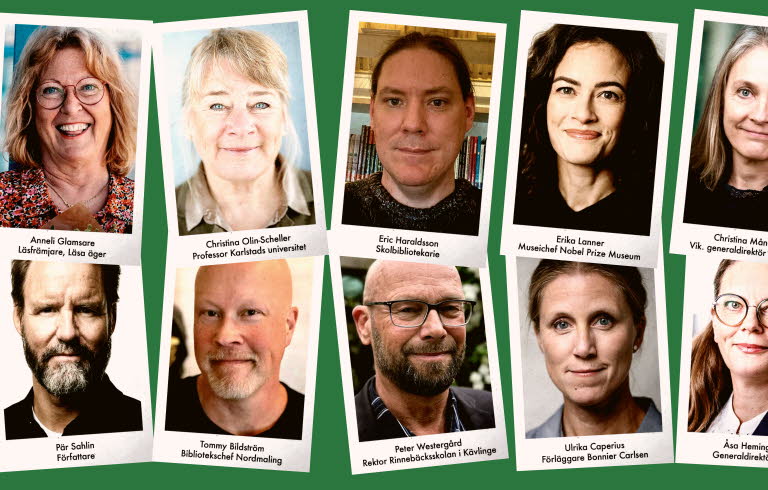Collage på ledamöterna i Läsrådet