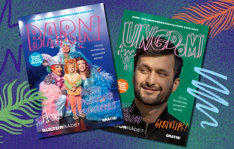 Omslaget till Barn- och ungdomsbokskatalogen 2023/2024.