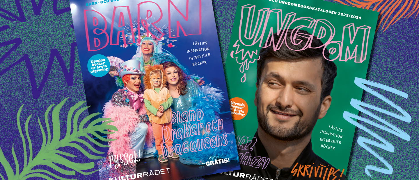 Omslaget till Barn- och ungdomsbokskatalogen 2023/2024.