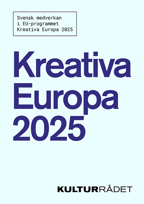 Omslag rapport, Kreativa Europa. Blå text på blå bakgrund.