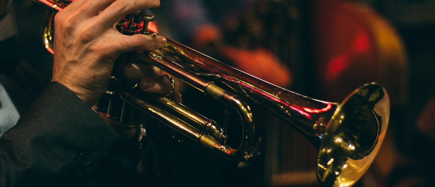 Närbild på hand som spelar ett instrument.