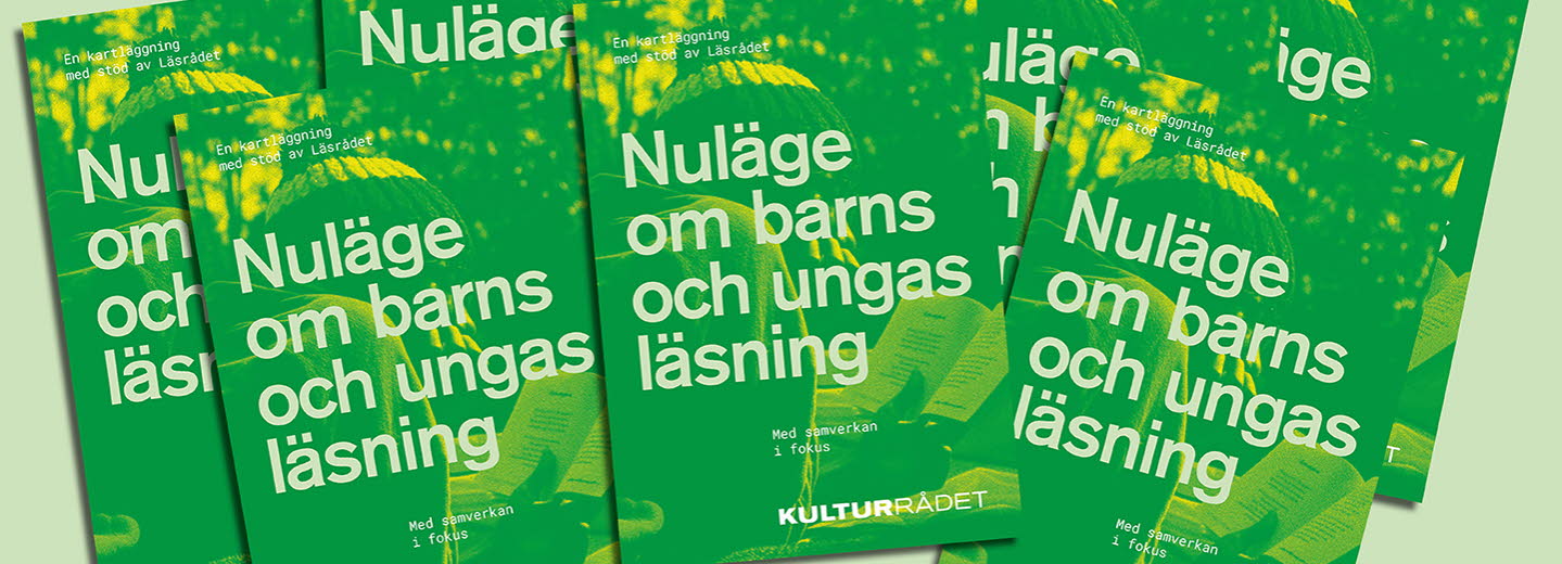 Massa omslag av rapporten Nuläge om barns och ungas läsning