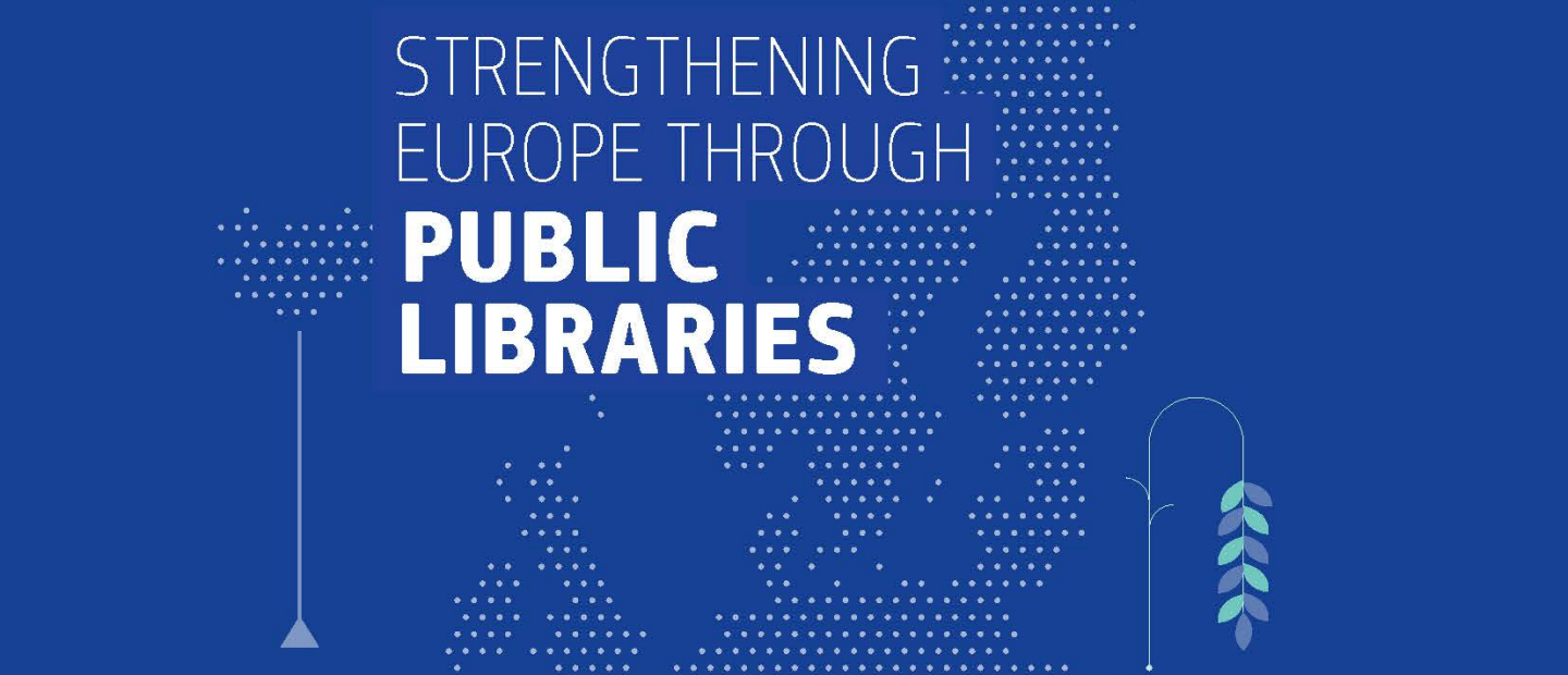 Omslag, EU-rapport. Vit text på blå bakgrund och illustrationer av en trädgårdsarbetare och två hantverkare, i bakgrunden skymtas böcker.