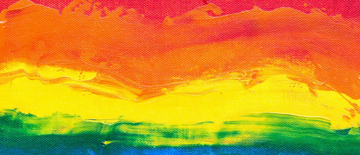 Regnbågsflagga målad i oljefärger.