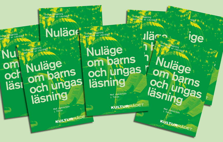 Massa omslag av rapporten Nuläge om barns och ungas läsning