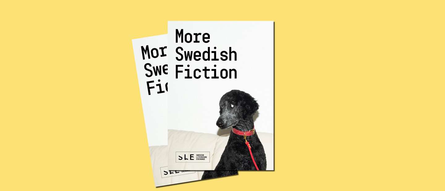 Publication, cover. Photo of a black/grey poodle looking to the side. The dog is wearing a red dog collar. White background.