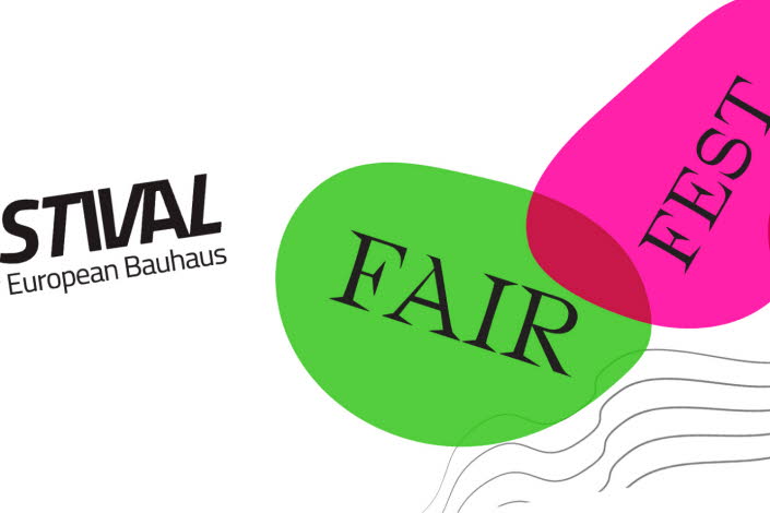 Affisch för festivalen. Text i grön, rosa och lila bubbla.