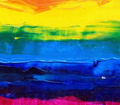 Regnbågsflagga målad i oljefärger.