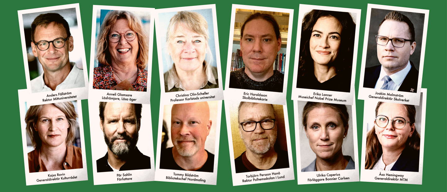 Läsrådets ledamöter som filmstjärnekort.