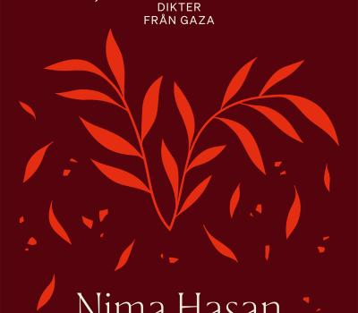 Bokomslag, röda löv mot en vinröd bakgrund, vit text: Den sista fjärilen.