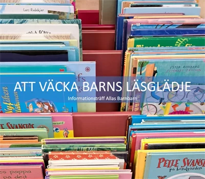 Boklåda med böcker för små barn.