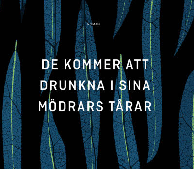 Book cover, white text on blue/green leaves on a black background.