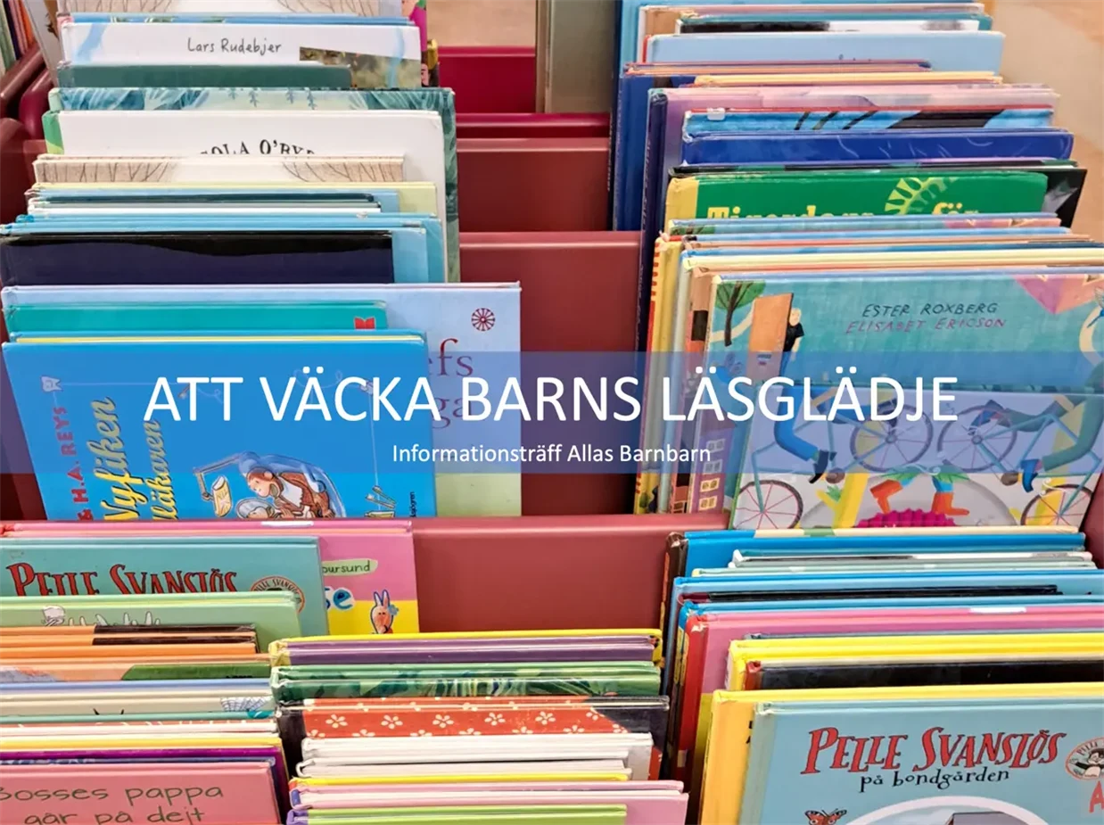 Boklåda med böcker för små barn.