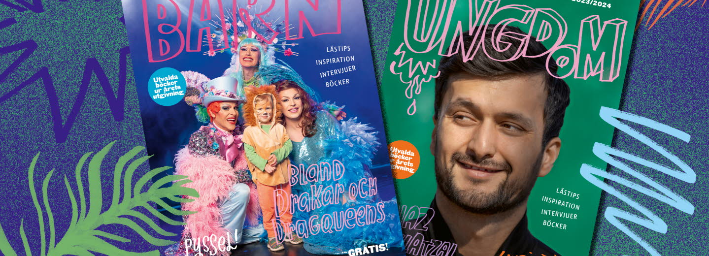 Omslaget till Barn- och ungdomsbokskatalogen 2023/2024.