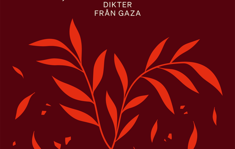 Bokomslag, röda löv mot en vinröd bakgrund, vit text: Den sista fjärilen.